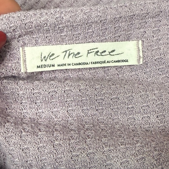 Free People We The Free North Shore Thermal Top Lilac Waffle Knit Medium EUC - Picture 2 of 9
